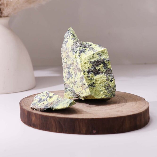 Serpentine With pyrite raw stone