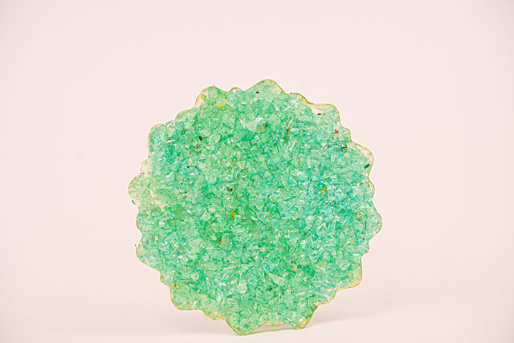 Kalavati Agate Aqua Green Crystal Cluster Plate
