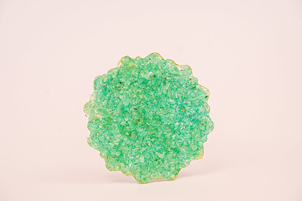 Kalavati Agate Aqua Green Crystal Cluster Plate