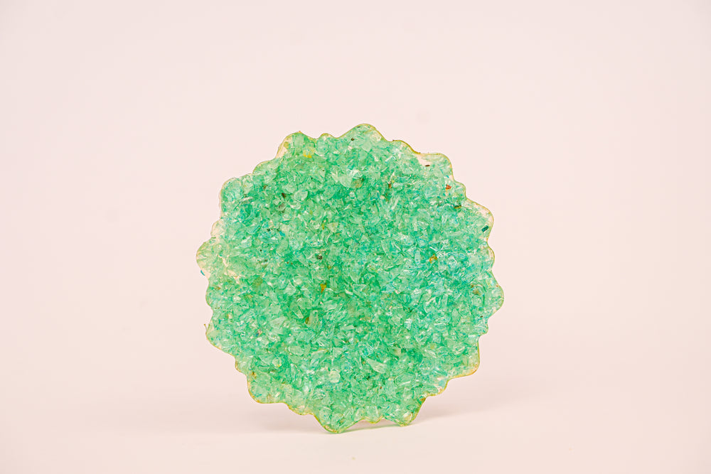 Kalavati Agate Aqua Green Crystal Cluster Plate