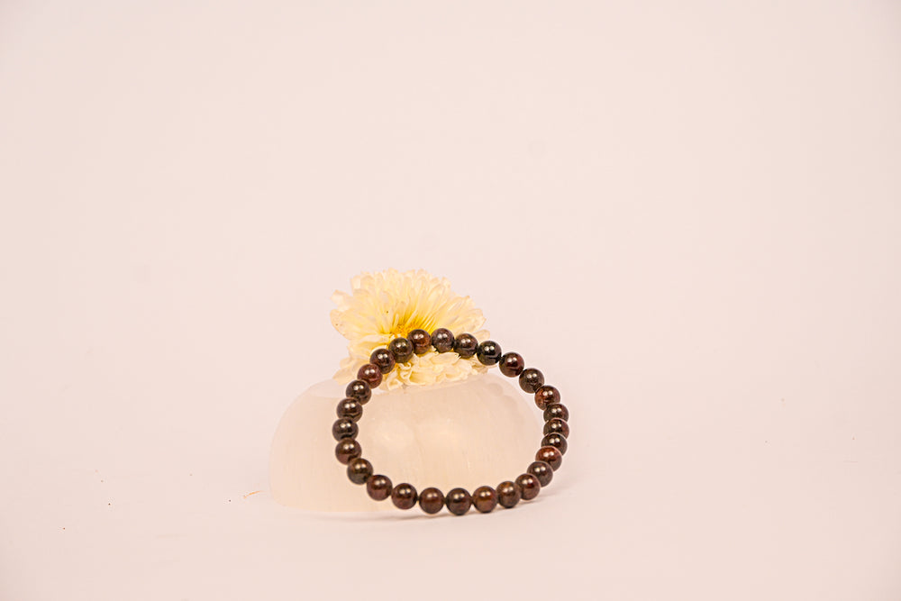 Kalavati Agate Bronze Glow Beaded  Bracelet