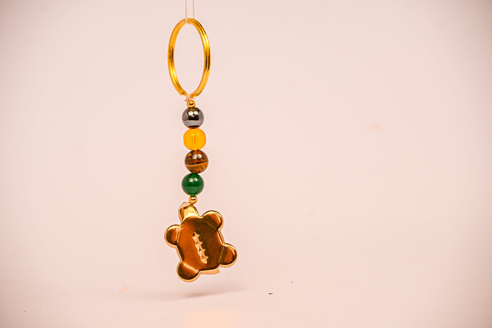 Kalavati Agate  Golden Turtle Charm
