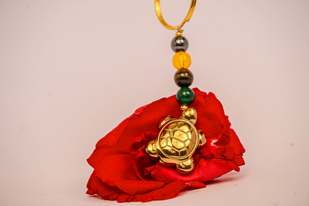Kalavati Agate  Golden Turtle Charm