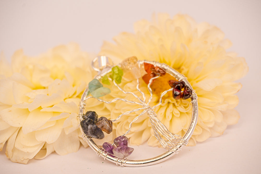 Kalavati Agate 7 Chakra Tree Pendant