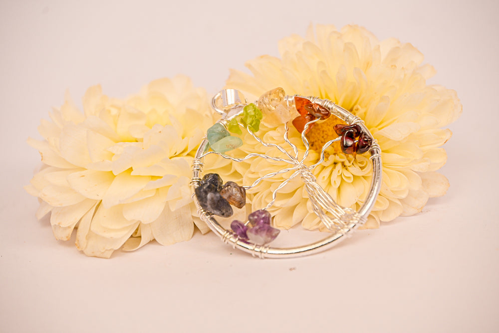 Kalavati Agate 7 Chakra Tree Pendant