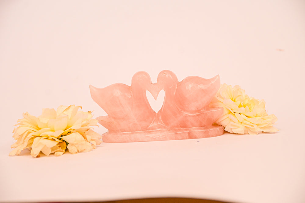 Kalavati Agate  Rose Quartz Swan Idol
