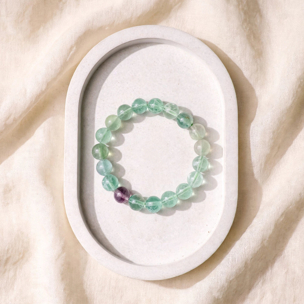 Kalavati Agate Natural Green Fluorite Beaded Bracelet