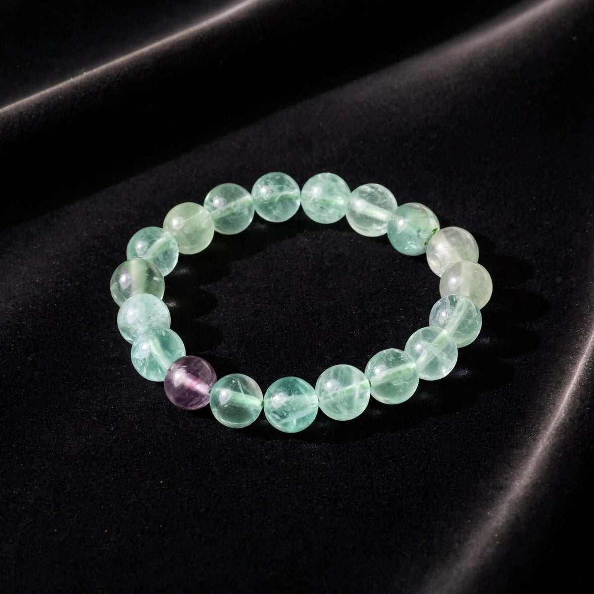 Kalavati Agate Natural Green Fluorite Beaded Bracelet