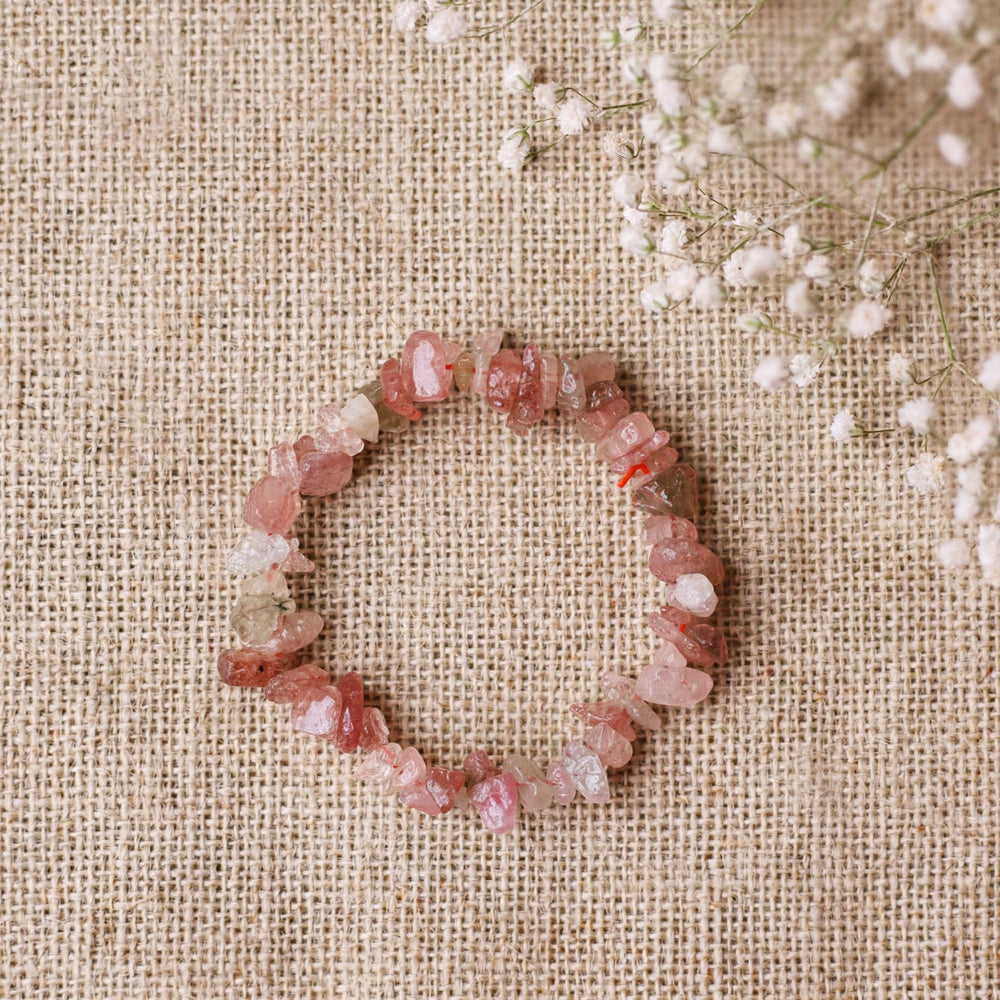Kalavati Agate Authentic Strawberry Quartz Chips Bracelet