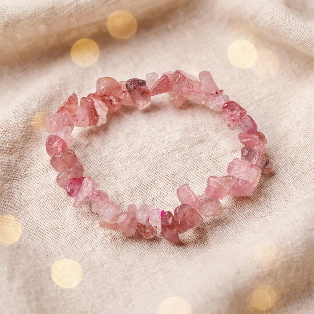 Kalavati Agate Authentic Strawberry Quartz Chips Bracelet