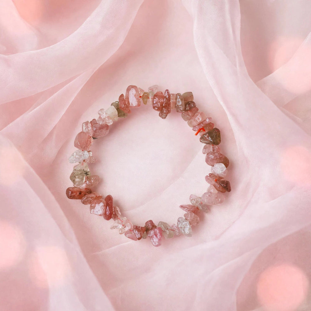 Kalavati Agate Authentic Strawberry Quartz Chips Bracelet
