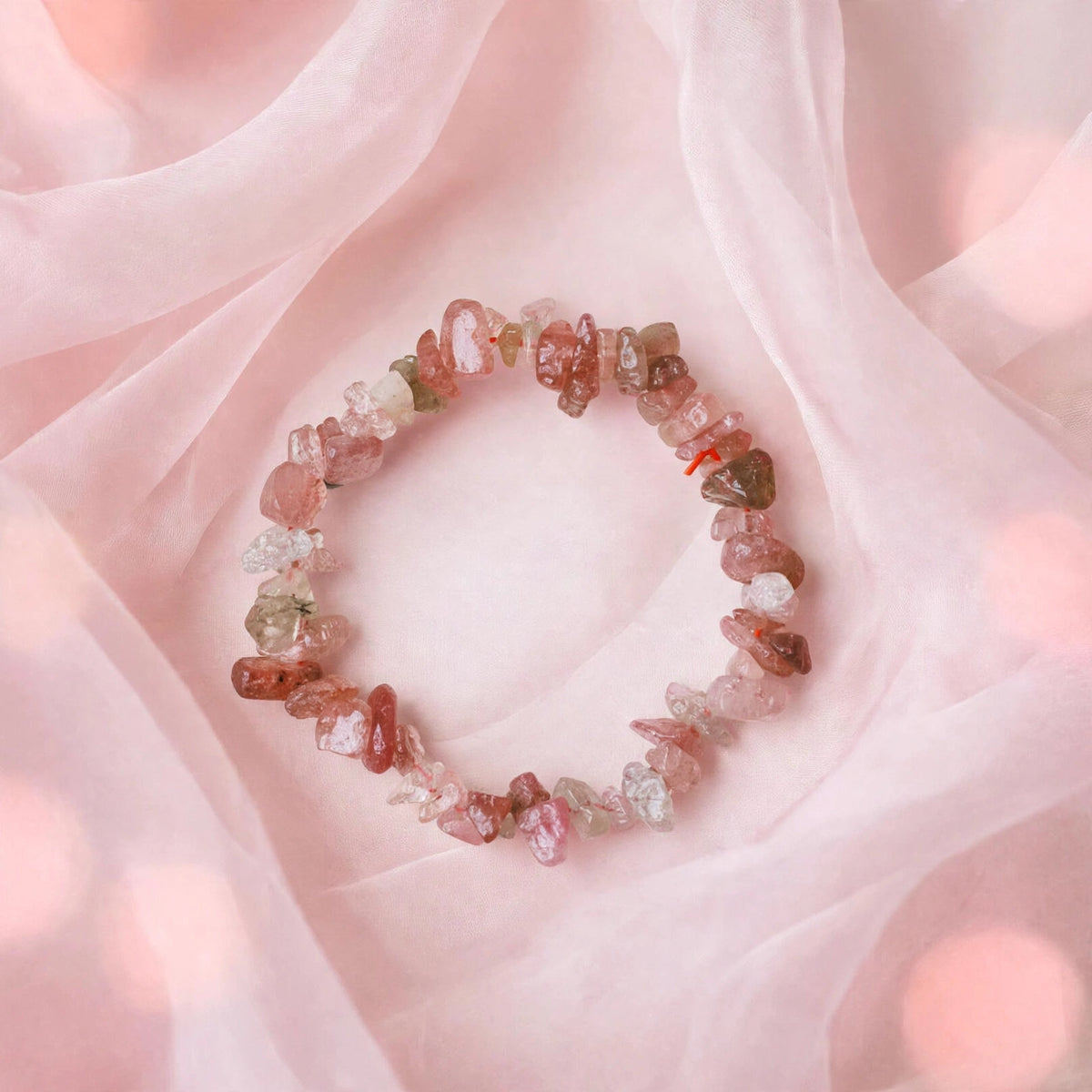 Kalavati Agate Authentic Strawberry Quartz Chips Bracelet