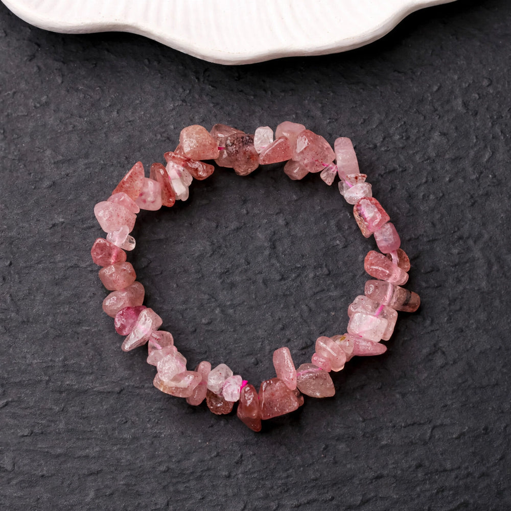 Kalavati Agate Authentic Strawberry Quartz Chips Bracelet