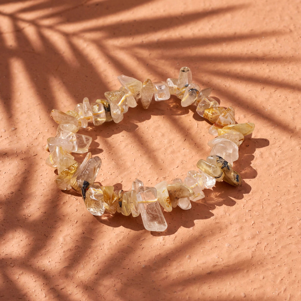 Premium Golden Rutile Chips Stone Bracelet