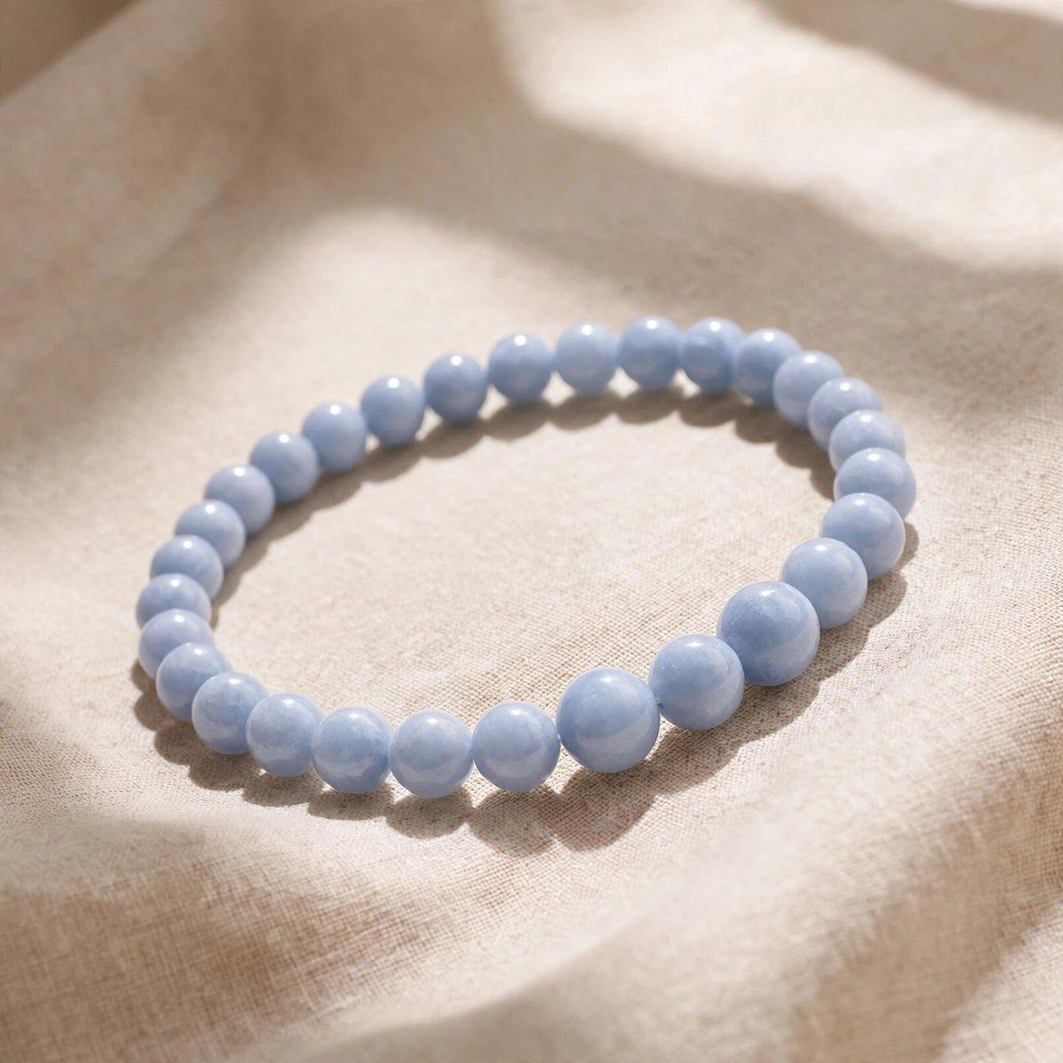 Authentic Blue Angelite Beaded Bracelet