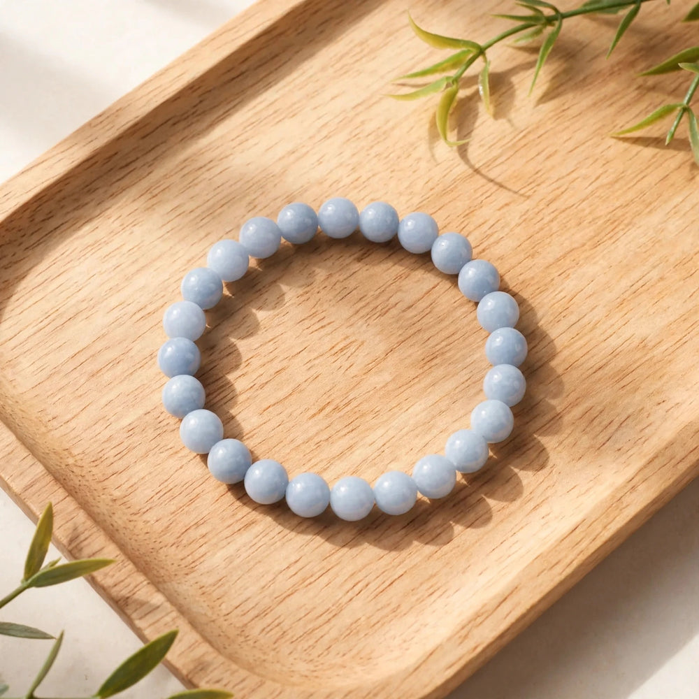 Authentic Blue Angelite Beaded Bracelet