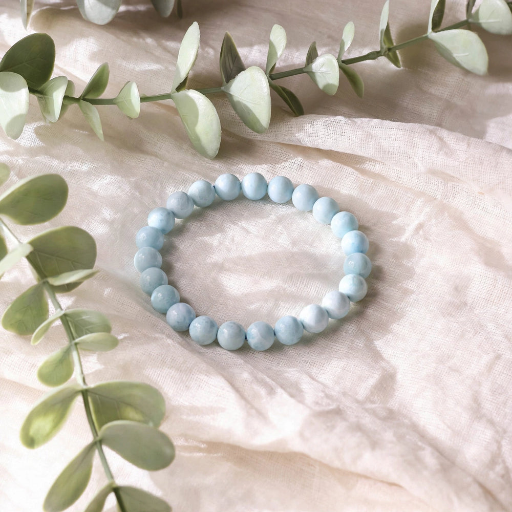 Authentic Aquamarine Round Beaded Bracelet