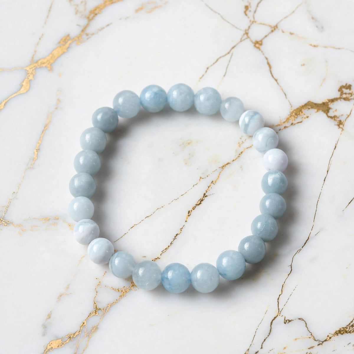 Natural Aquamarine Throat Chakra Bracelet
