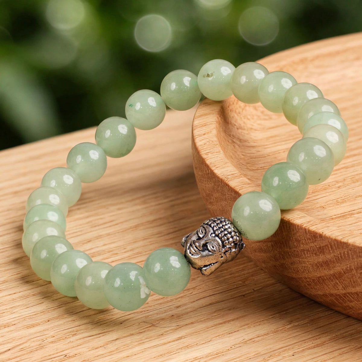 Natural Green Aventurine Buddha Beaded Bracelet
