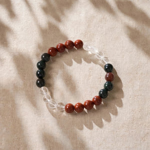 Natural Red Jasper Clear Quartz Crystal Bracelet