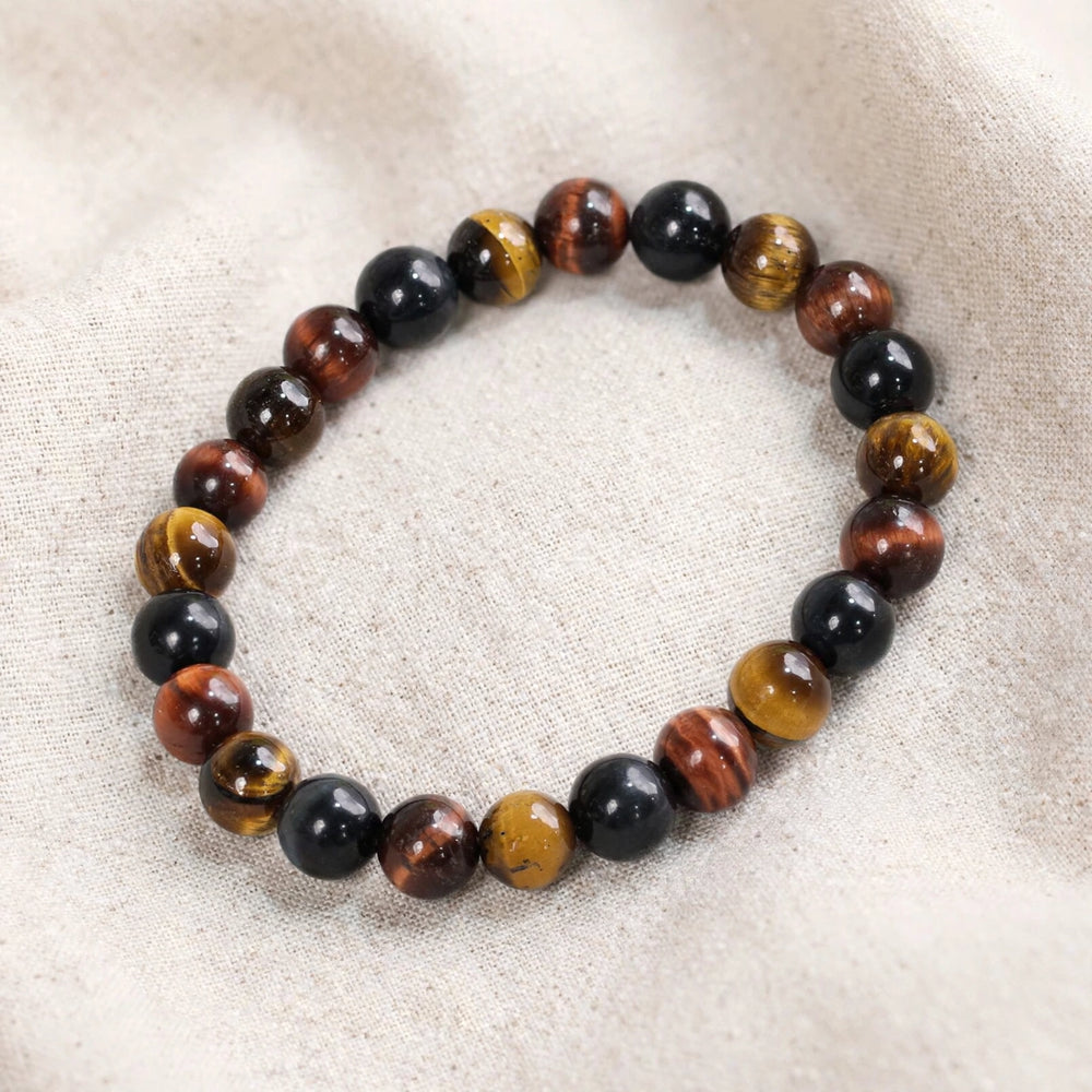 Kalavati Agate Authentic Black Obsidian Tiger Eye Bracelet