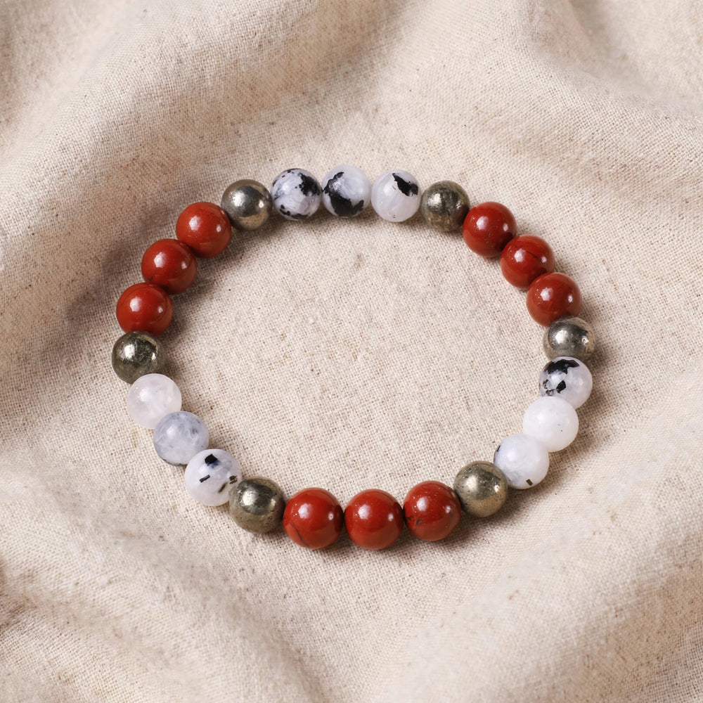 Authentic Red Jasper Pyrite Moonstone Bracelet