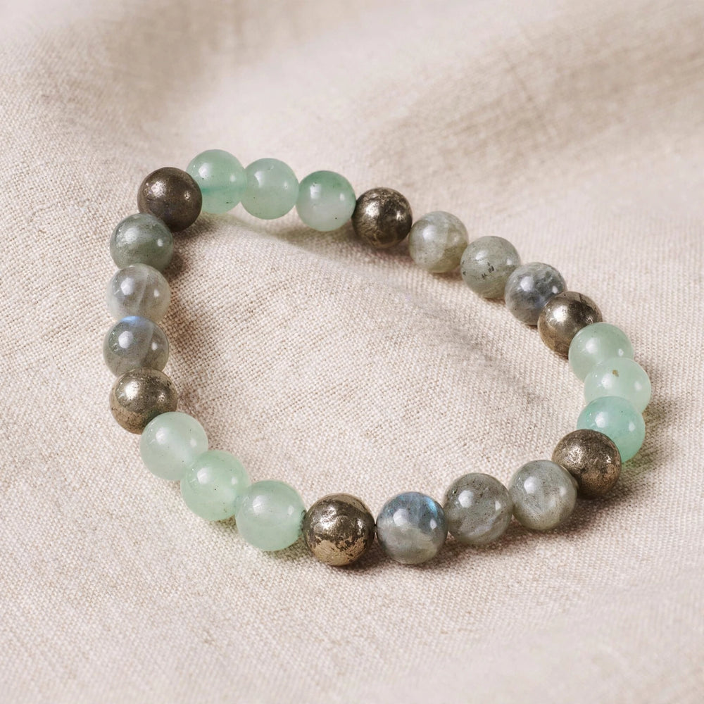 Authentic Green Aventurine Labradorite Pyrite Bracelet