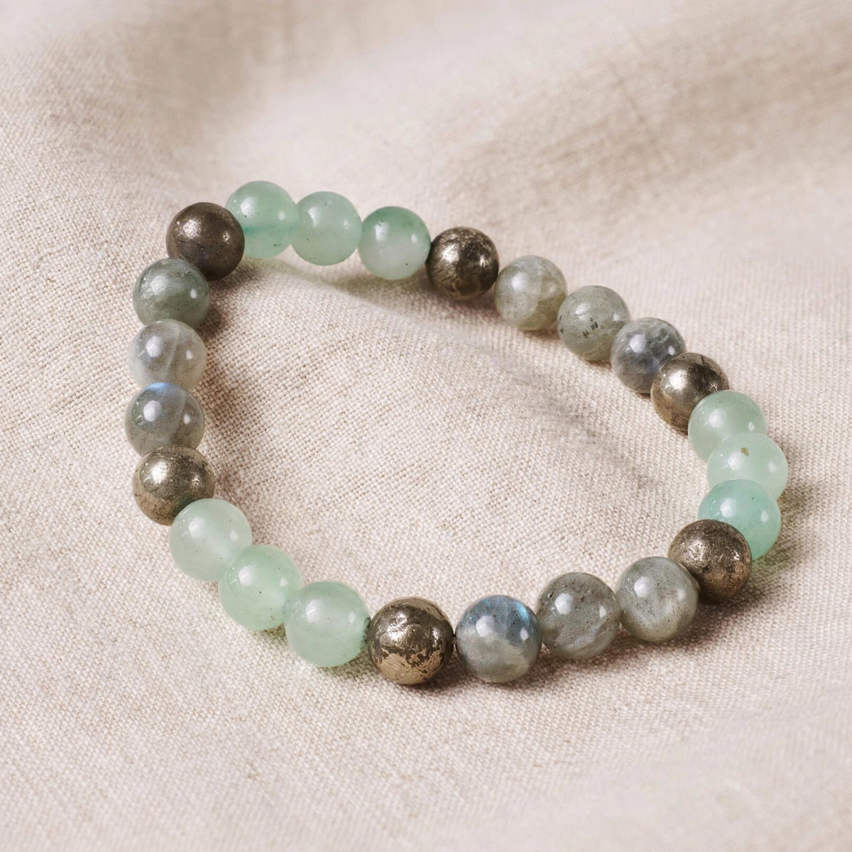 Authentic Green Aventurine Labradorite Pyrite Bracelet