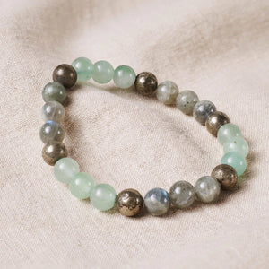 Authentic Green Aventurine Labradorite Pyrite Bracelet