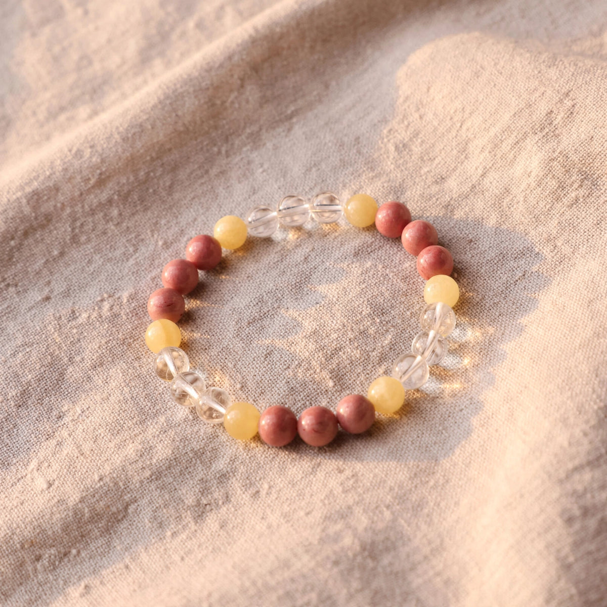 Rhodonite Yellow Aventurine Clear Quartz Harmony Bracelet