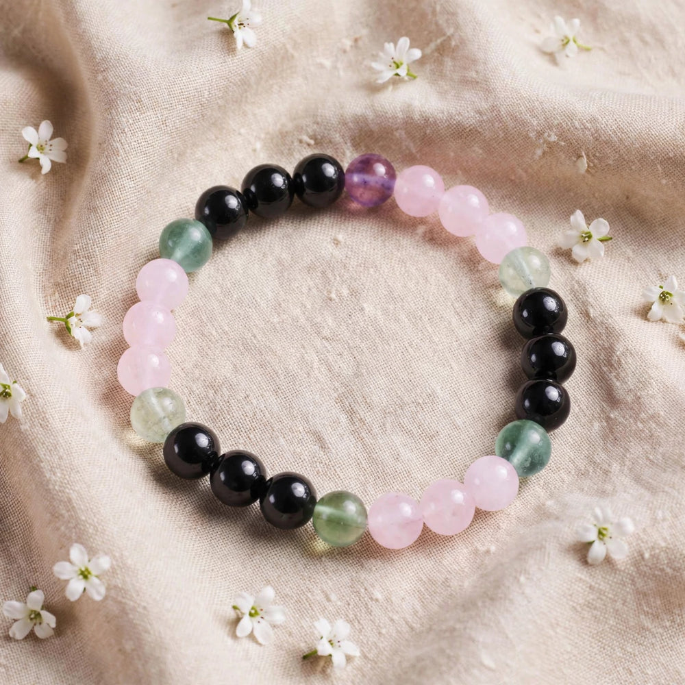 Authentic Pink Green Black Beaded Bracelet