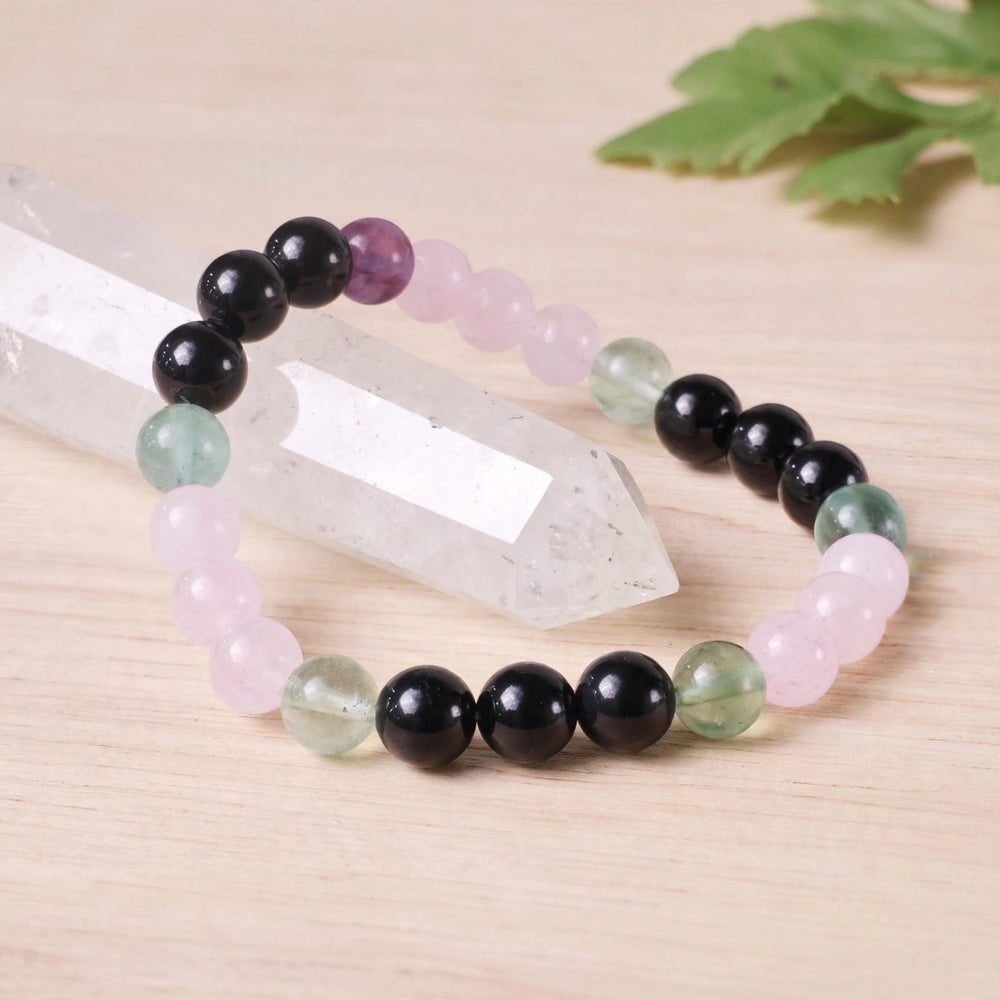 Authentic Pink Green Black Beaded Bracelet