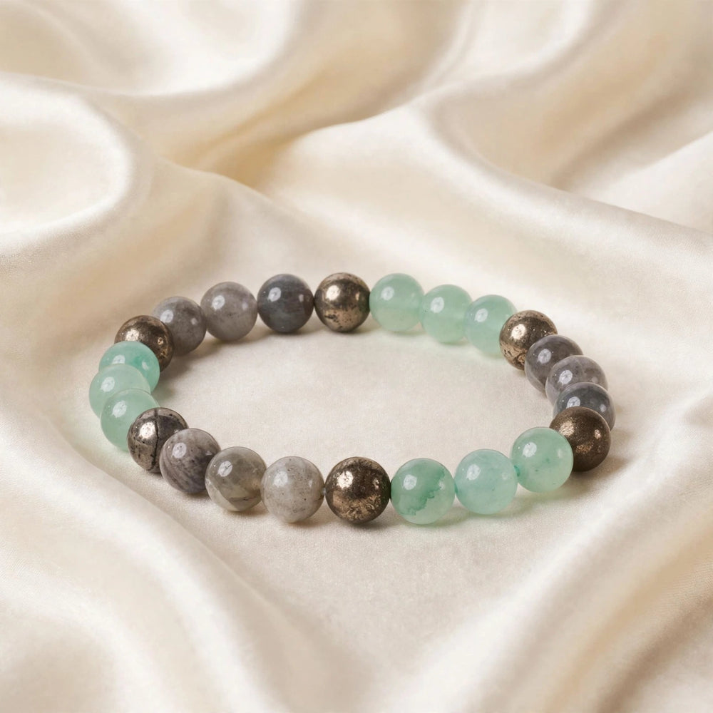 Authentic Green Aventurine Labradorite Pyrite Bracelet