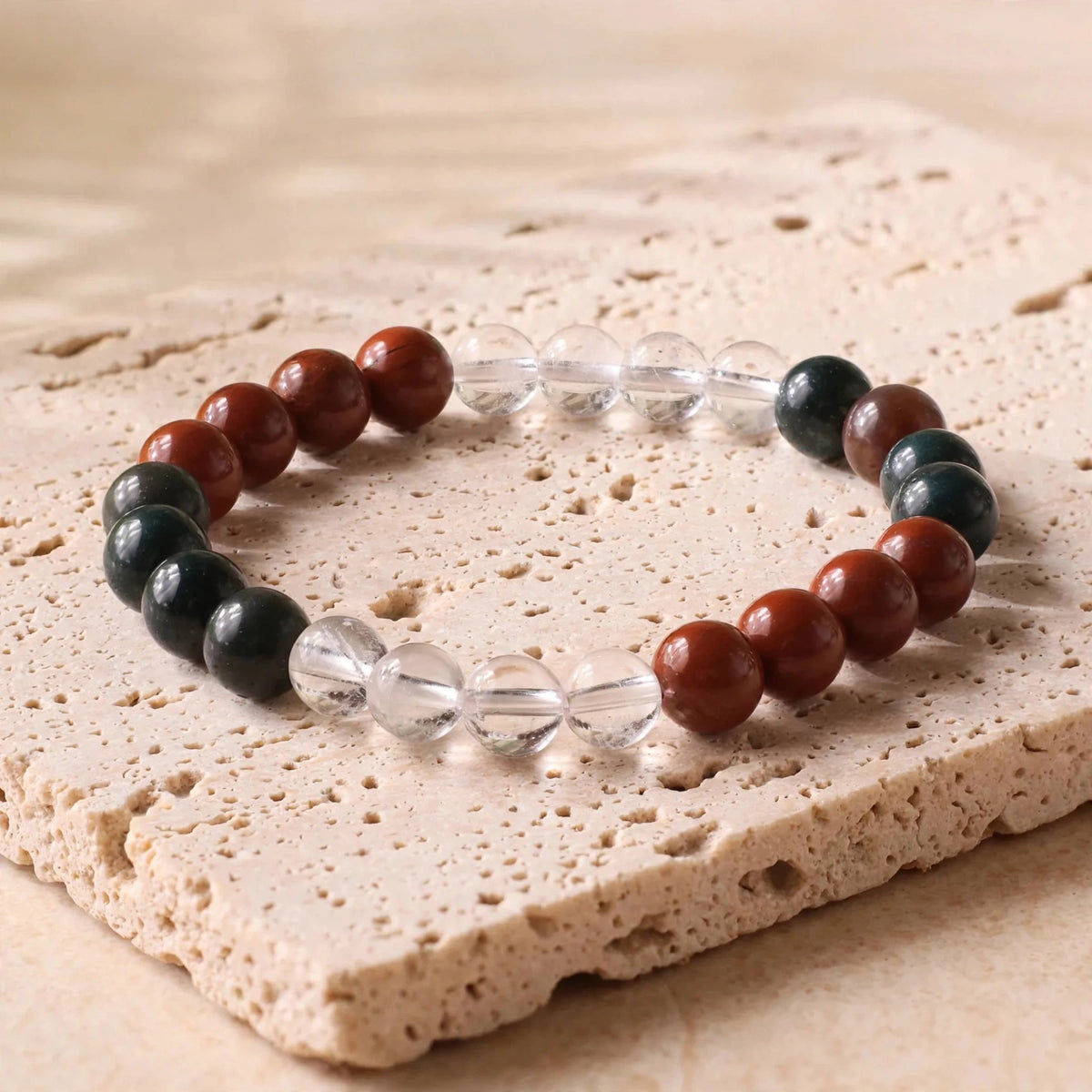 Natural Red Jasper Clear Quartz Crystal Bracelet