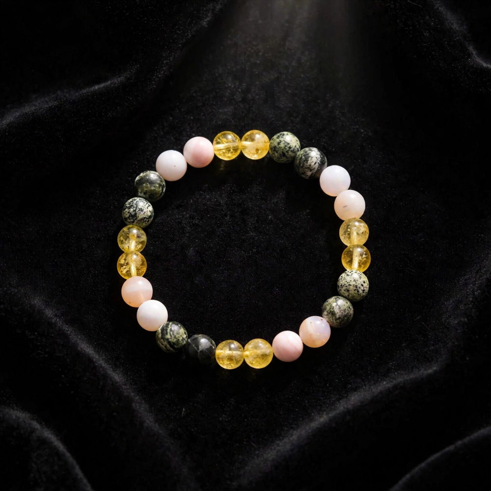Kalavati Agate Authentic Citrine Pink Opal Beaded Bracelet