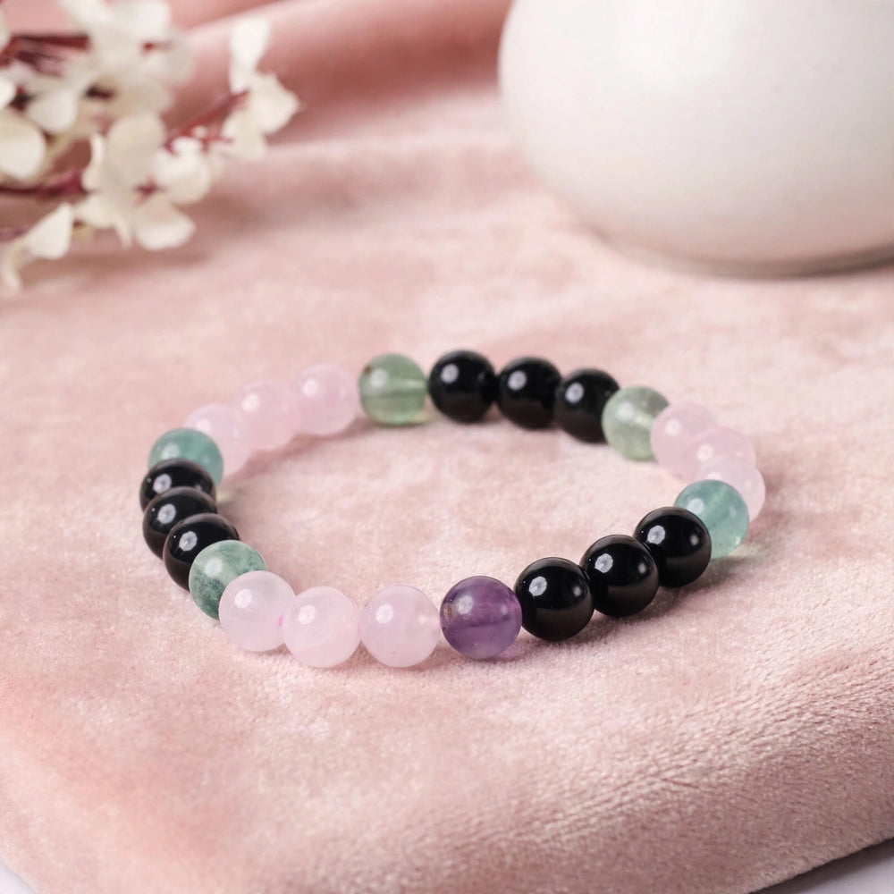 Authentic Pink Green Black Beaded Bracelet