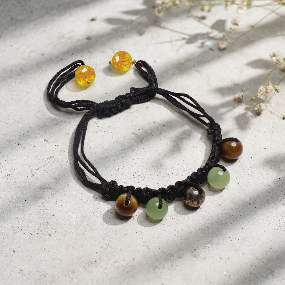 Authentic Black Thread 5 Bead Bracelet