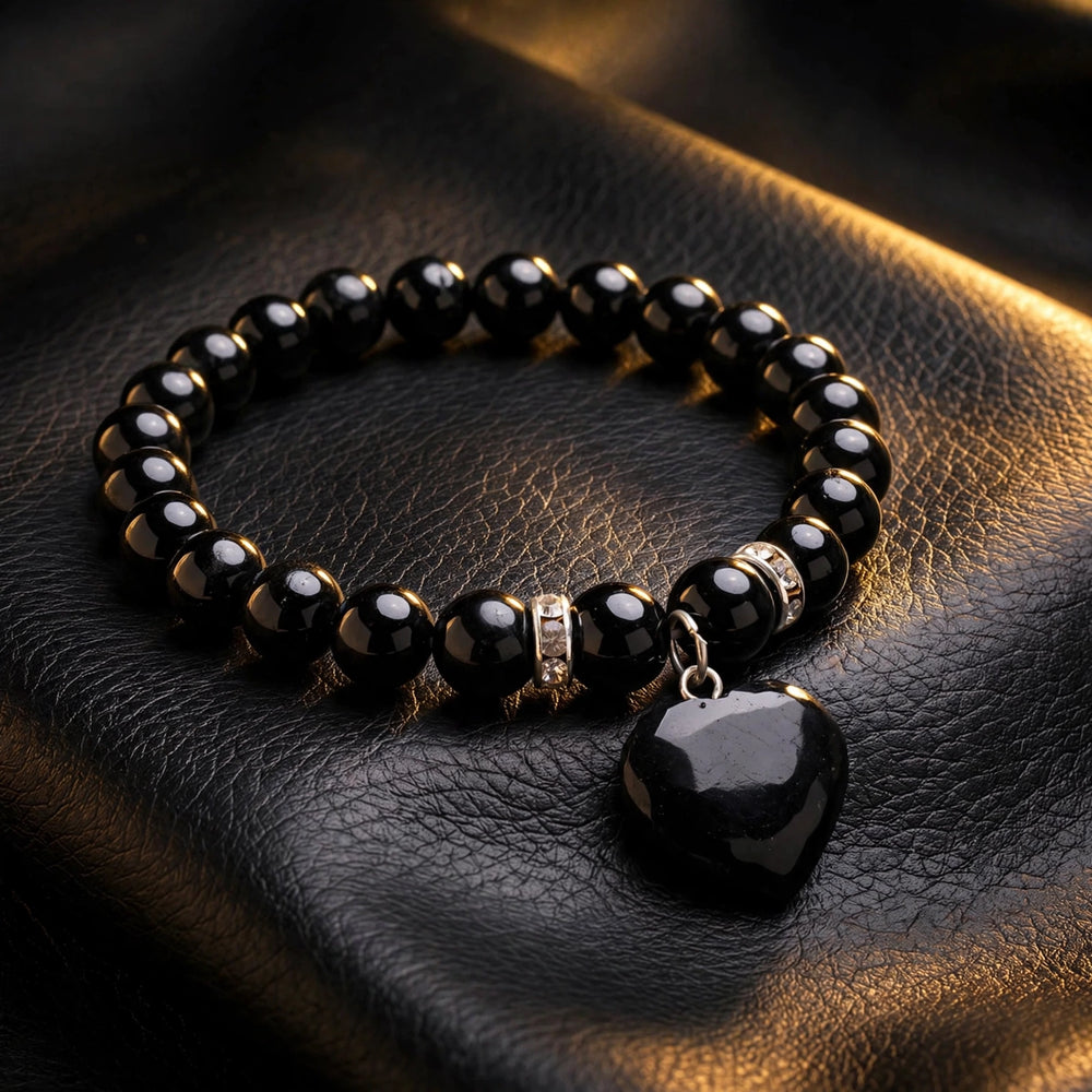 Premium Black Tourmaline Mini Heart Gemstone Bracelet