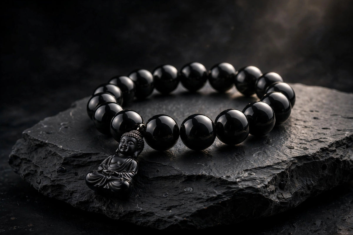 Authentic Black Obsidian Buddha Bracelet