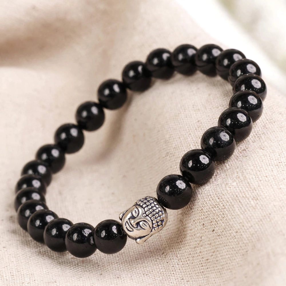 Authentic Black Tourmaline Buddha Bracelet