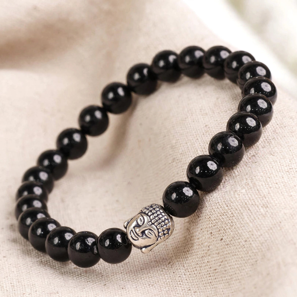 Authentic Black Tourmaline Buddha Bracelet