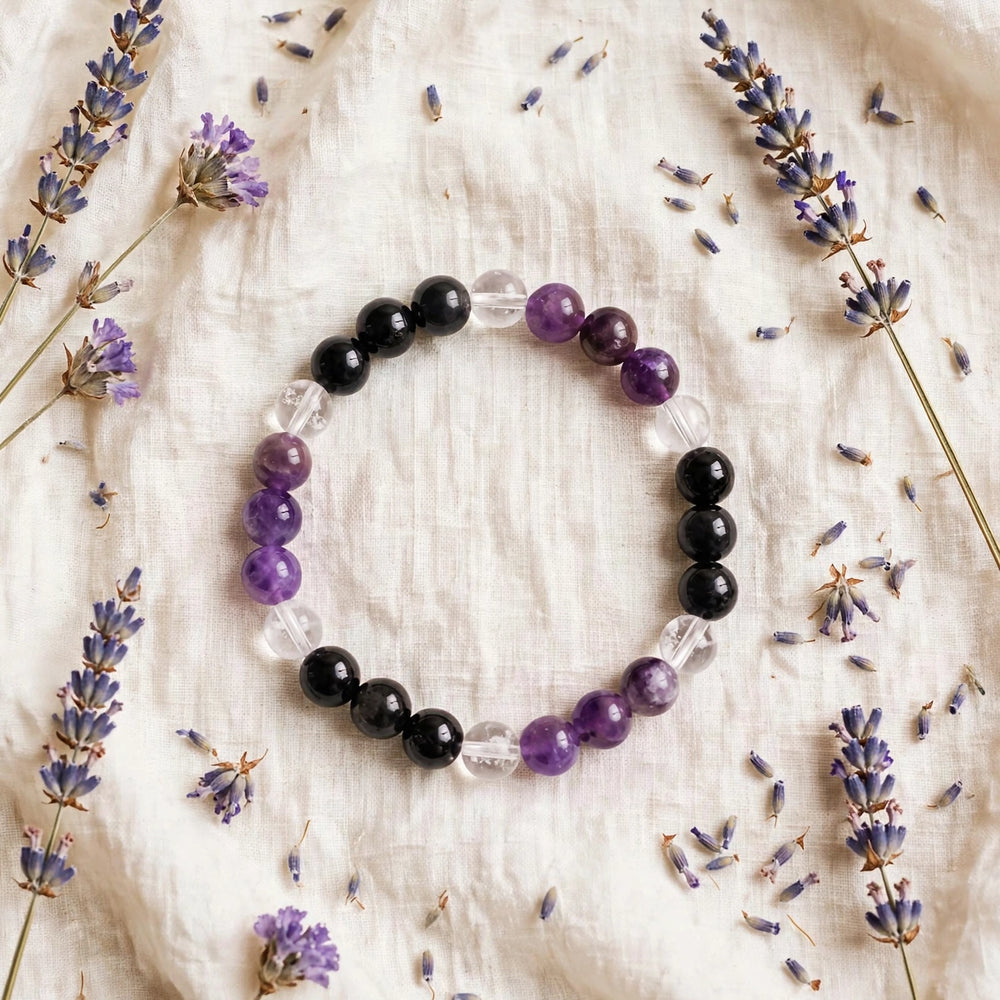 Premium Black Purple Crystal Gemstone Bracelet