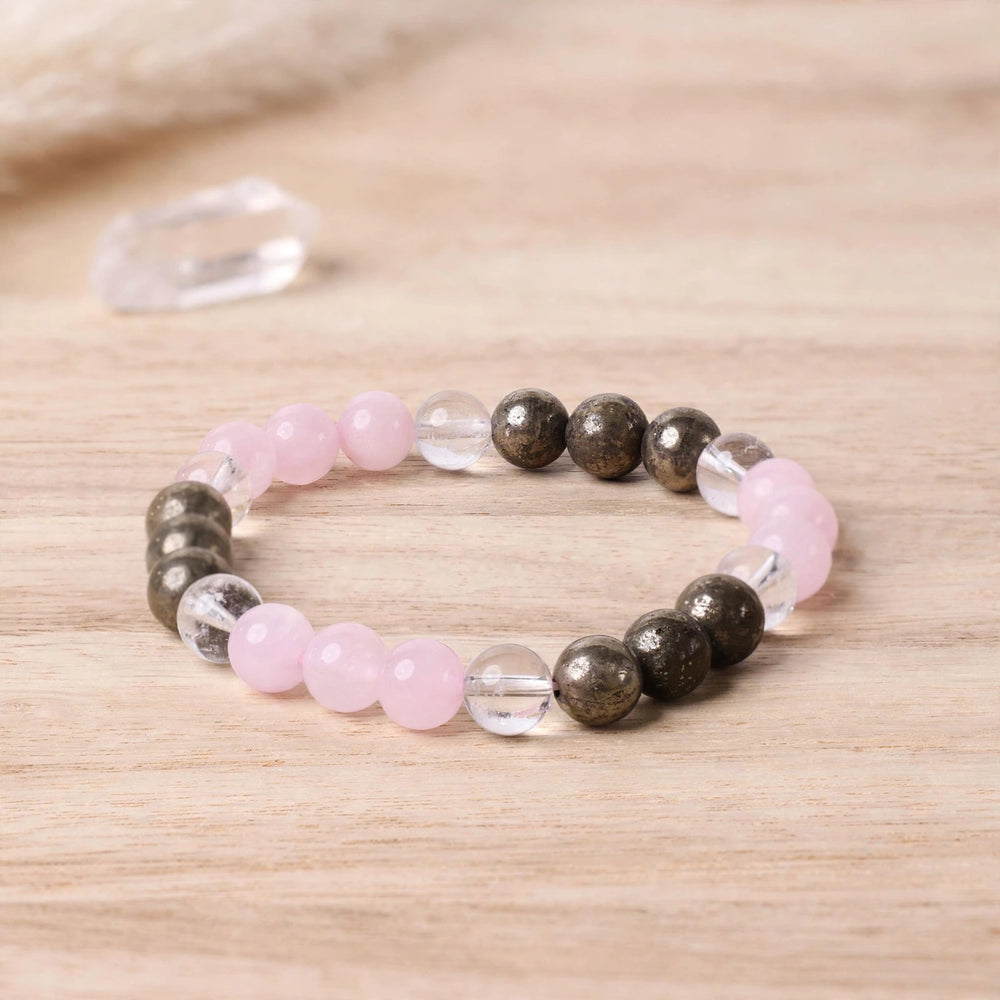 Authentic Pyrite Rose Quartz Beaded Bracelet