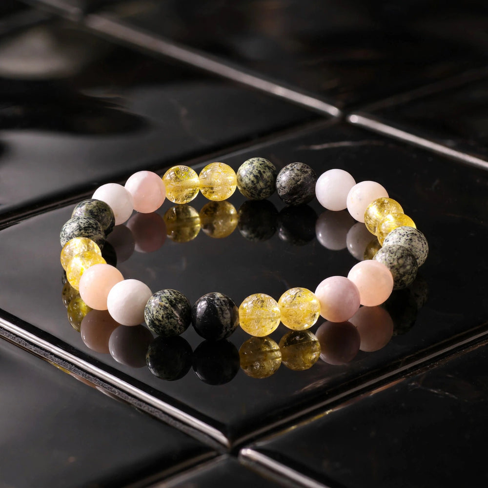 Kalavati Agate Authentic Citrine Pink Opal Beaded Bracelet