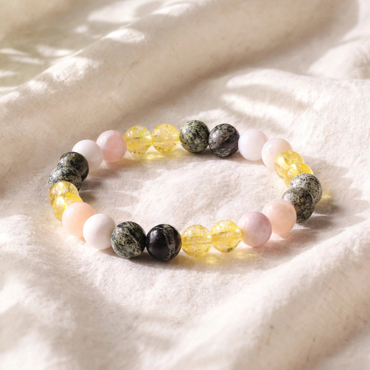Kalavati Agate Authentic Citrine Pink Opal Beaded Bracelet