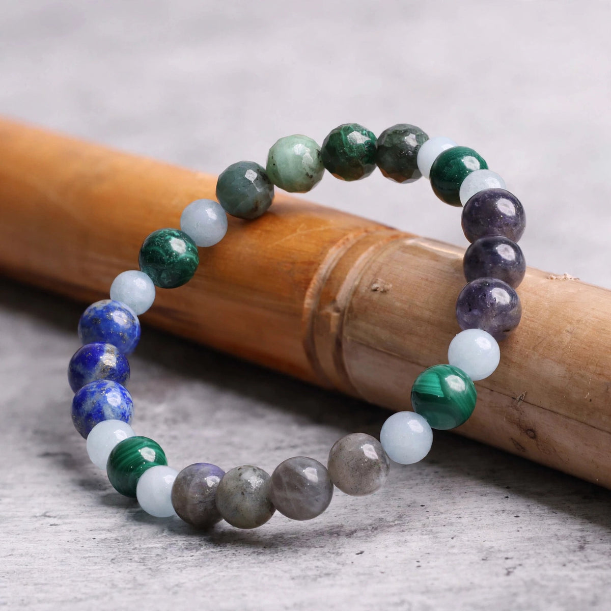 Authentic Green Blue Mix Gemstone Bracelet