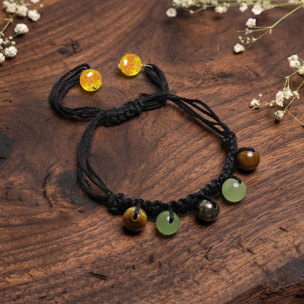 Authentic Black Thread 5 Bead Bracelet