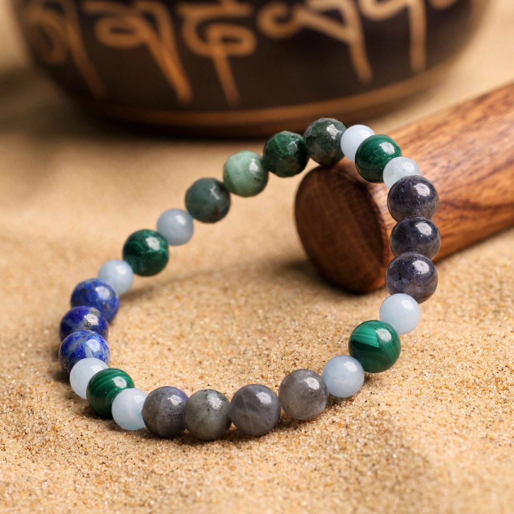 Authentic Green Blue Mix Gemstone Bracelet