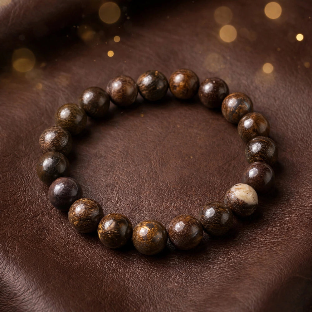 Authentic Bronzite Round Bead Bracelet