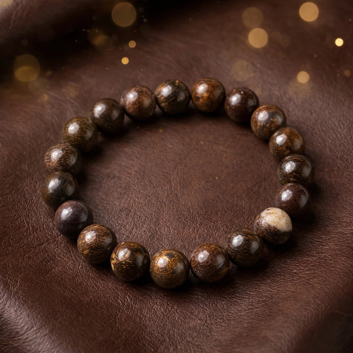 Authentic Bronzite Round Bead Bracelet